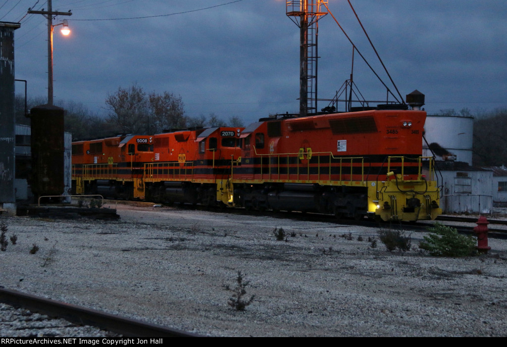 3485, 2070 and 5008 rest on a dark, dreary morning